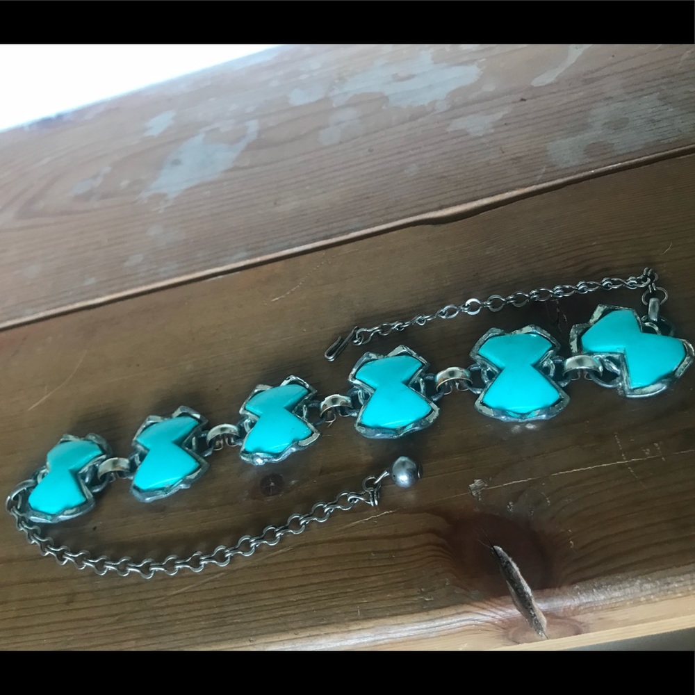 Vintage choker necklace turquoise / silver.